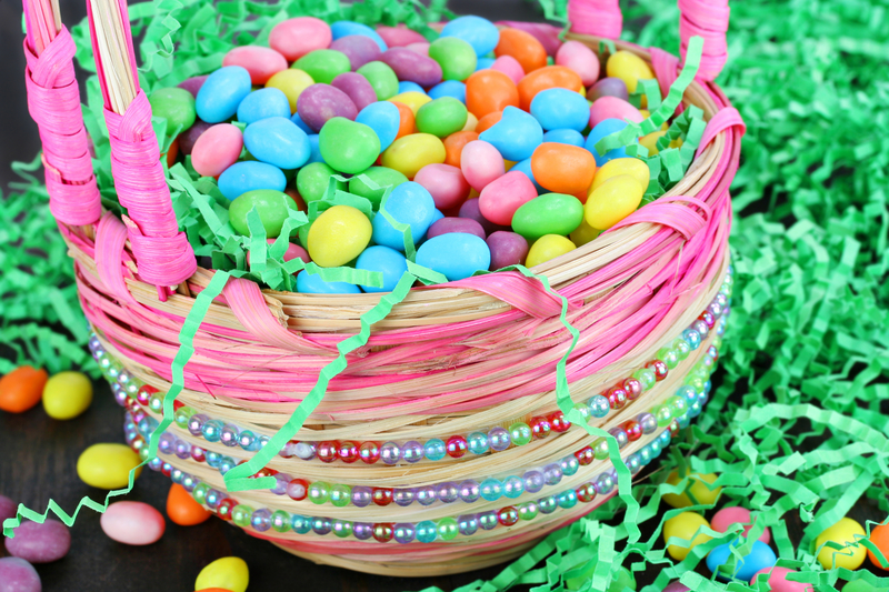 easter basket full of candy eggs
